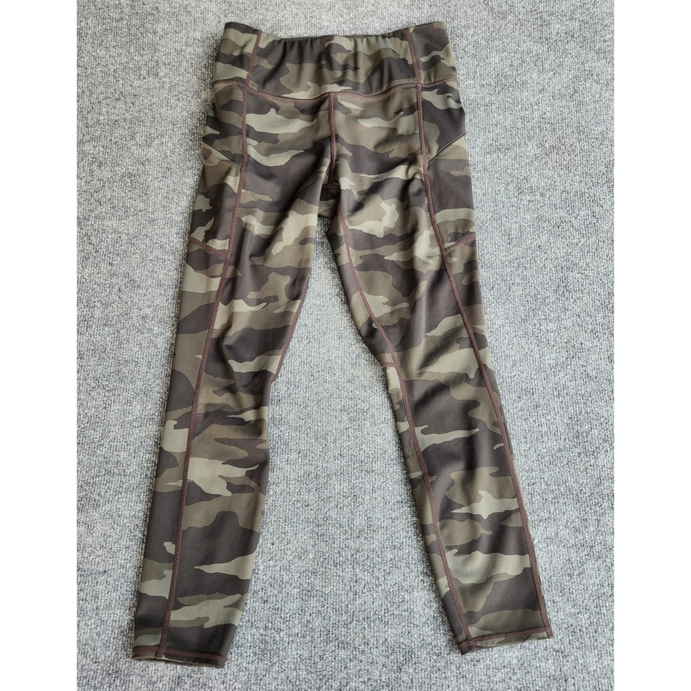 Athleta Green‎ Camo Contender 7/8 Tight Leggings Zip Pockets Workout Size S